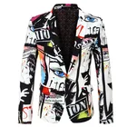 Мужской пиджак на пуговицах, повседневный облегающий пиджак с 3D цветочным принтом, жакет для вечеринки, 2022