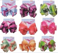spring new 8 hair bow double layer ombre rainbow bowknot with clip kids hair clip boutique gradient hair accessories