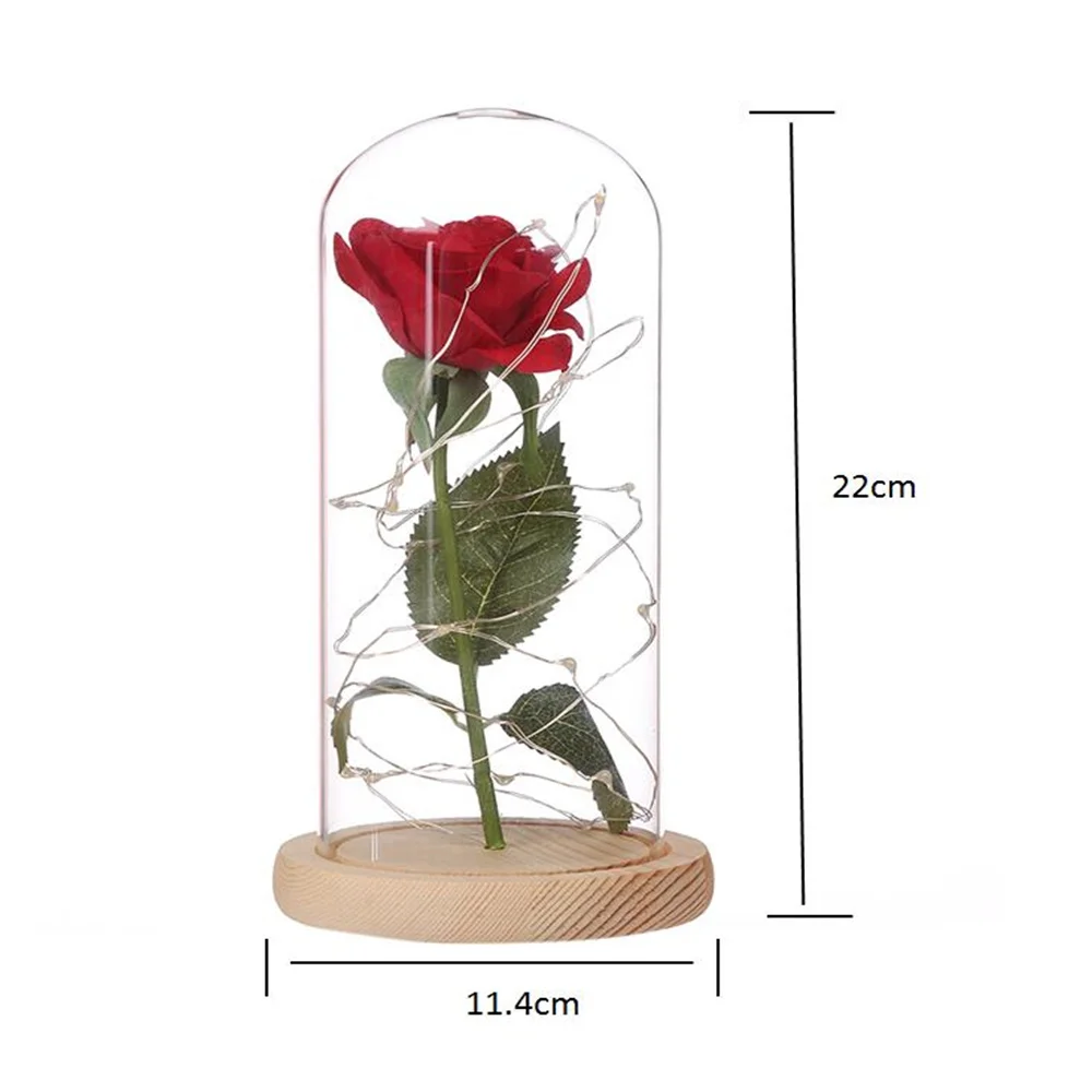 

1/3pc Romantic LED Simulation Rose Flower Night Light Glass Cover Decor Birthday Party Decor Valentine's Day Mother's Day Gifts