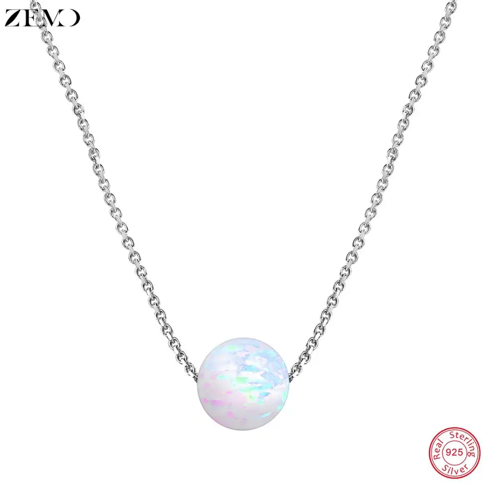 Ожерелье ZEMO из стерлингового серебра женское ожерелье с белым огненным опалом