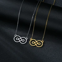 ywshk gold color double hallow infinity love charm pendant necklaces stainless steel for women girl unisex jewelry glamour gift