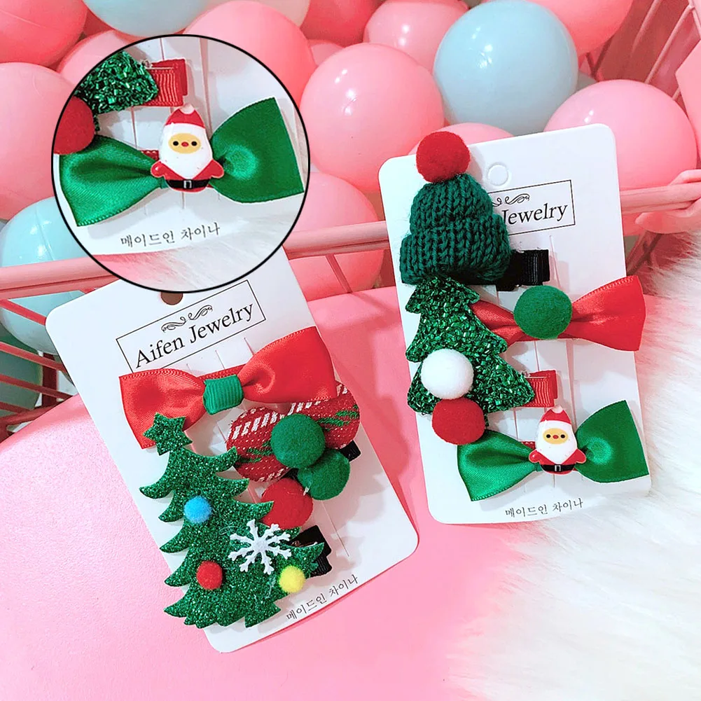 Модный милый Рождественский комплект из 1 предмета заколка для волос с