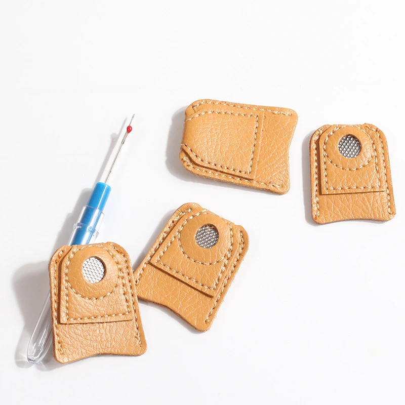 1 Pc Comfortable Synthetic Leather Coin Thimbles With Metal Tip DIY Sewing Tool Handmade Needlework Cover Dropshipping | Дом и сад