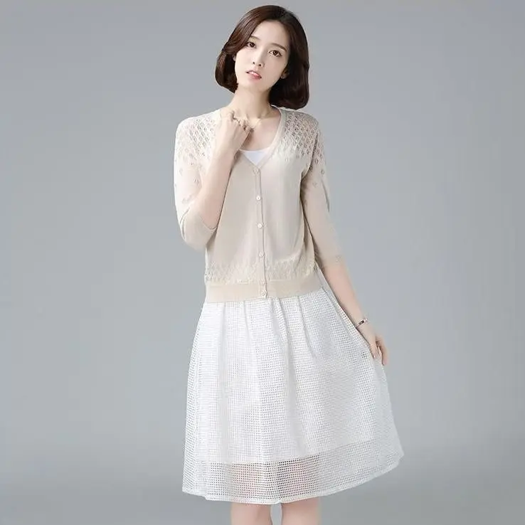 Женский тонкий кардиган с вырезами повседневная свободная накидка из вискозы V