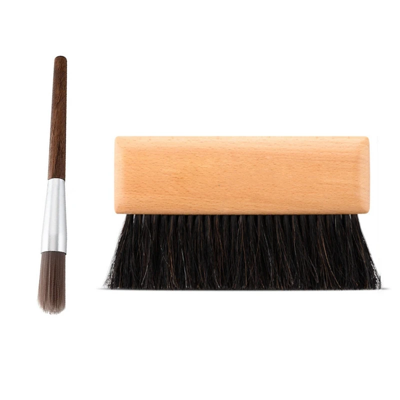 

2Pcs Coffee Bar Counter Cleaning Brush with Horsetail Hair Desktop Coffee Machine Brush Tool for Barista Home Kitchen