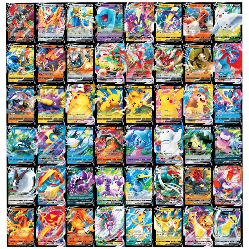 Tarjeta de Pokemon versi&oacute;n en ingl&eacute;s con 60 V MAX Tag Team 200 GX 20 ENERGY 20 MEGA 20 EX 10, juego brillante de cartas comerciales-0