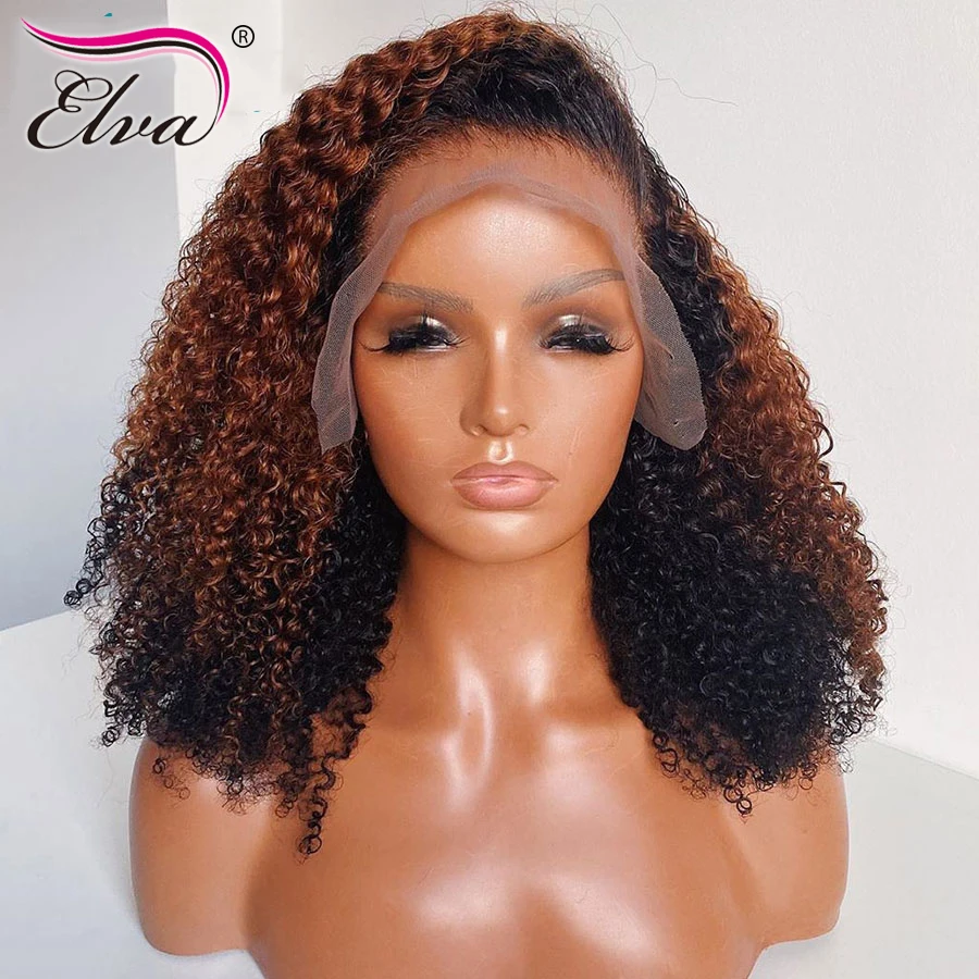 Elva Hair 13x6 вьющиеся передние парики из человеческих волос на сетке предварительно