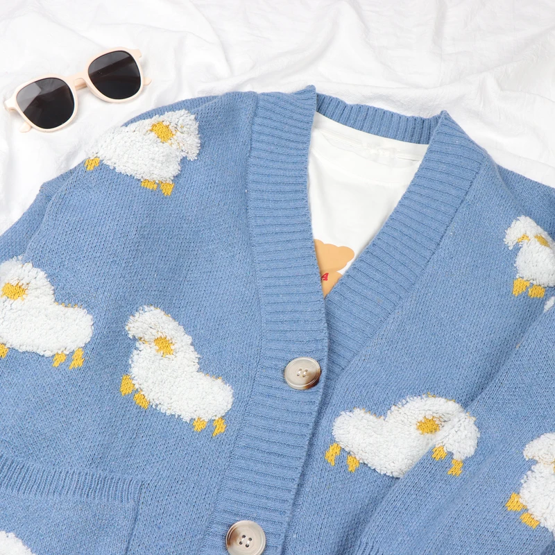 Кардиганы для колледжа вязаный свитер женский зимний плотный пуловер свободный