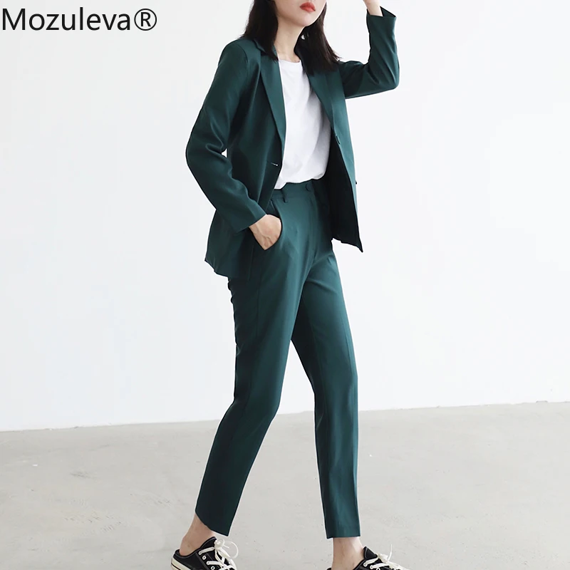 Mozuleva 2020 Винтаж зеленый Для женщин костюм с блейзером длинным рукавом на одной