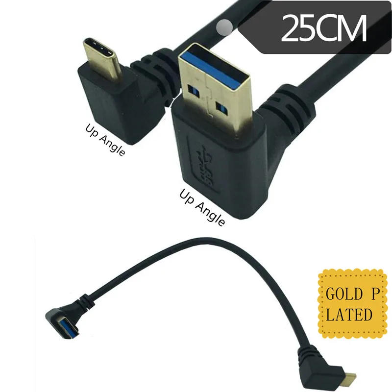 

Позолоченный 90 градусов вверх вниз угол USB 3,0 папа к USB3.1 тип-c папа вниз/вверх угол USB синхронизация данных и зарядный кабель Разъем