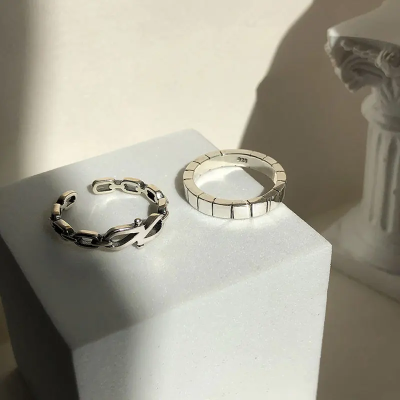 Женские кольца из стерлингового серебра S925 с простым регулируемым кристаллом