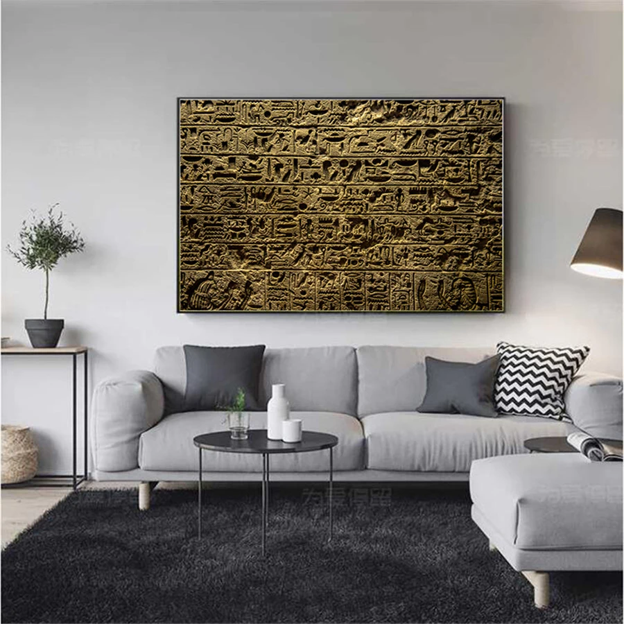 Египетские Иероглифы в храме холст плакаты принты древняя Египетская фреска