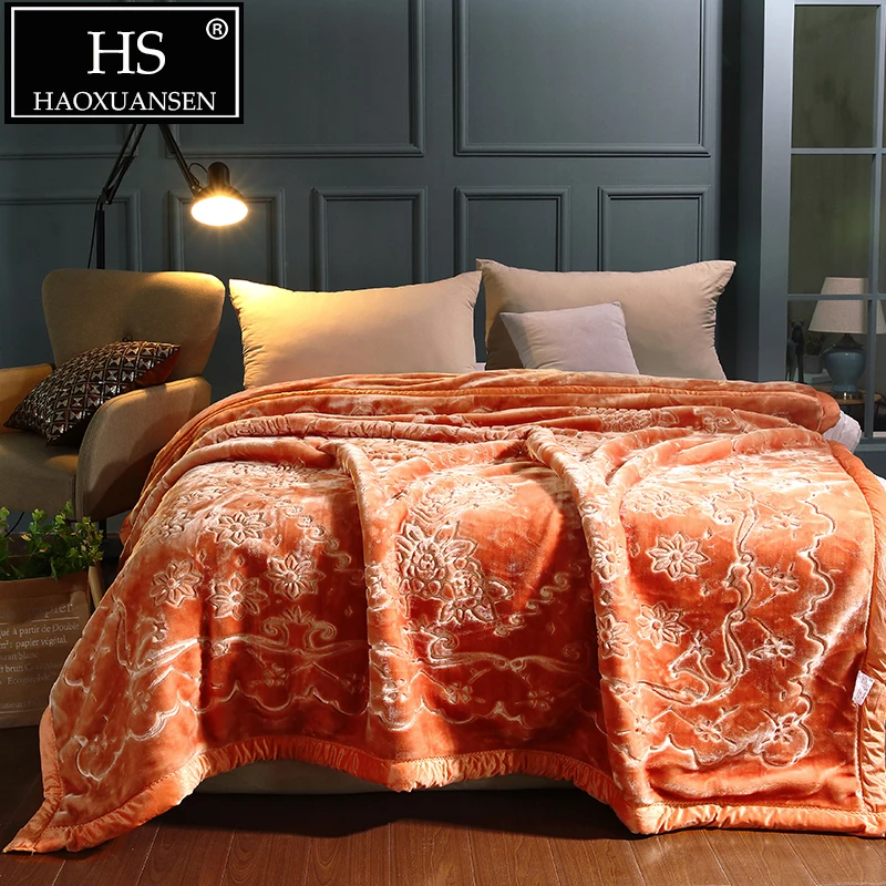 

Brown 200*230 cm Super Soft Embossed Raschel Blanket Cozy Sofa Throw 2 Ply Fluffy Warm Bedspread 4 kg All Season Comforter