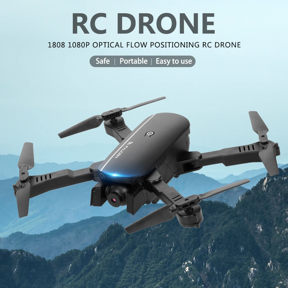 

High Quality 1808 RC Drone with Camera 1080P Wifi FPV Optical Flow Positioning Gesture Photo Foldable Quadcopter for Beginner