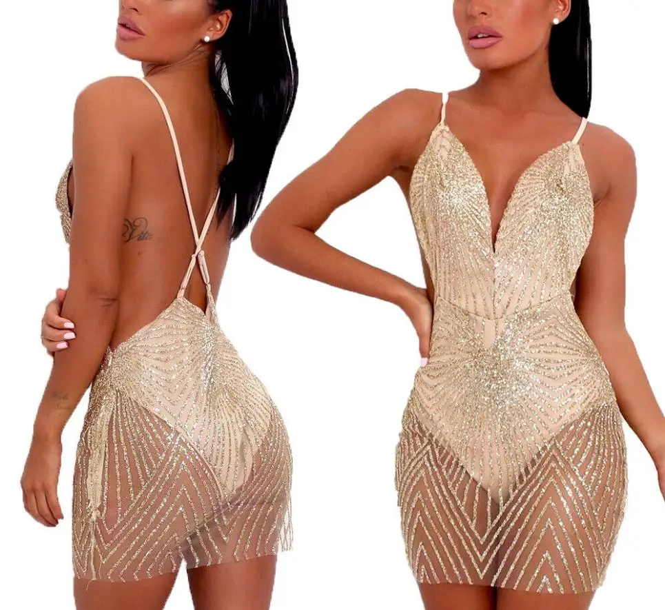 Женское сексуальное платье с v образным воротом петлей на пятке С низким вырезом