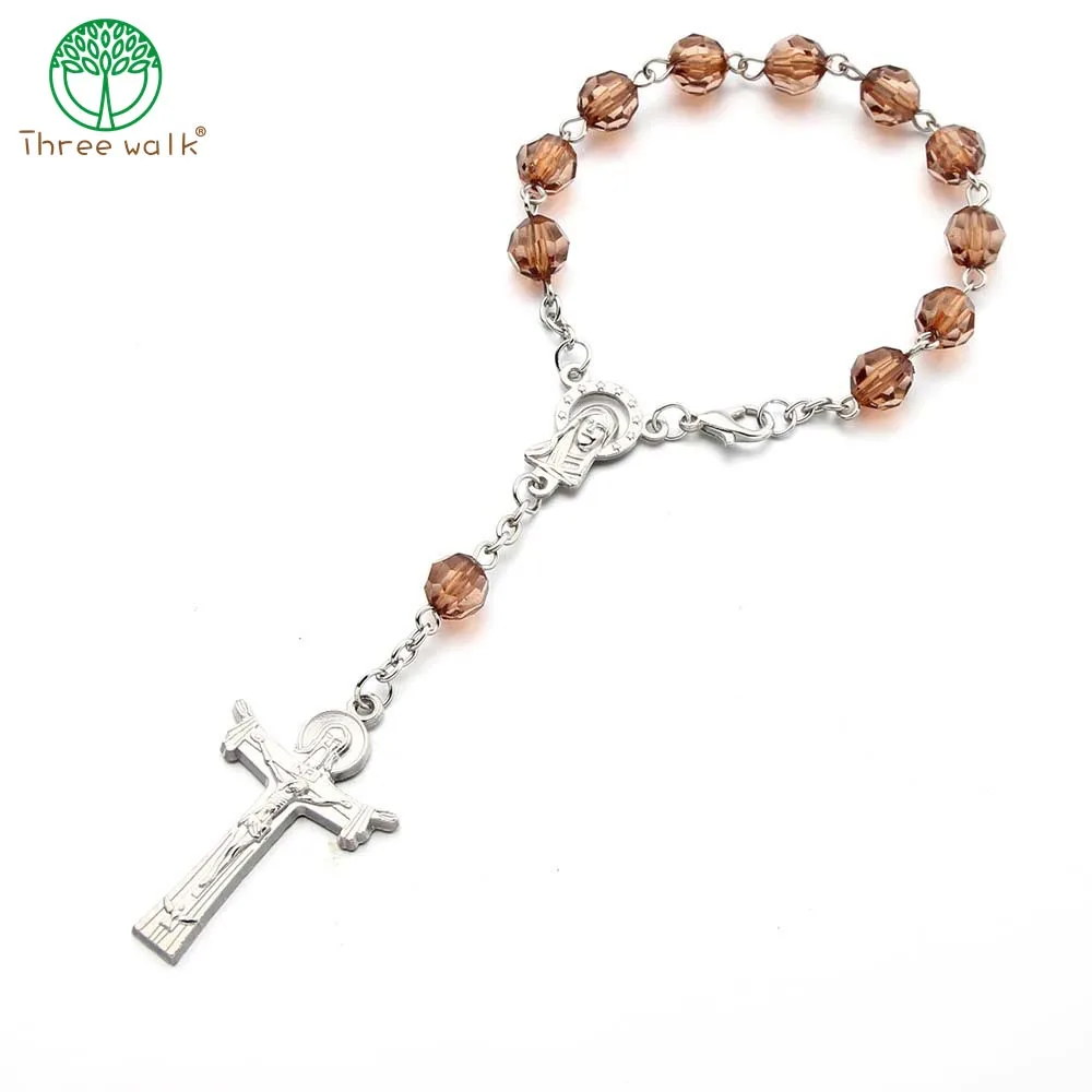 CR94 10 шт. стеклянные бусины католические десятилетние четки брикет браслет