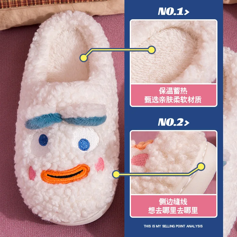Cotton Slippers Female Autumn and Winter Cute Cartoon Student Home Indoor Warm Plush Slippers Male Shoes for Women