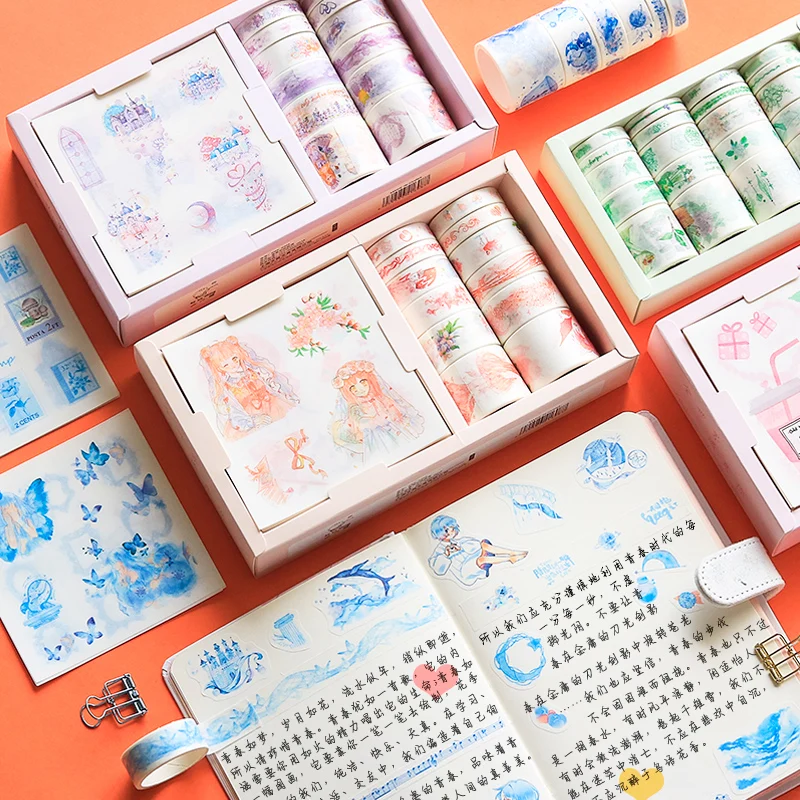 12 рулонов клейкая лента милый набор декоративного скотча Васи Подарочная