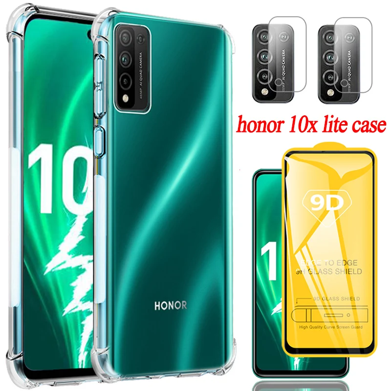 

capa, glass+case for honor 10 x lite clear shockproof silicone cover p40 lite e huawei honor 10 x lite cases honor 10x lite case