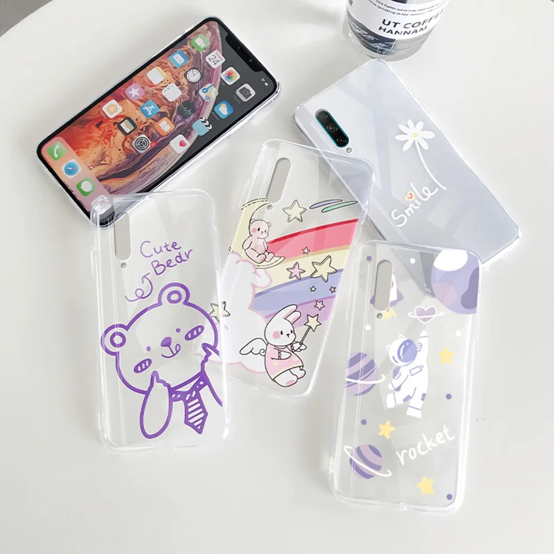 Чехол для Huawei Psmart + 2019 прозрачный чехол из ТПУ с мультяшным медведем защитная