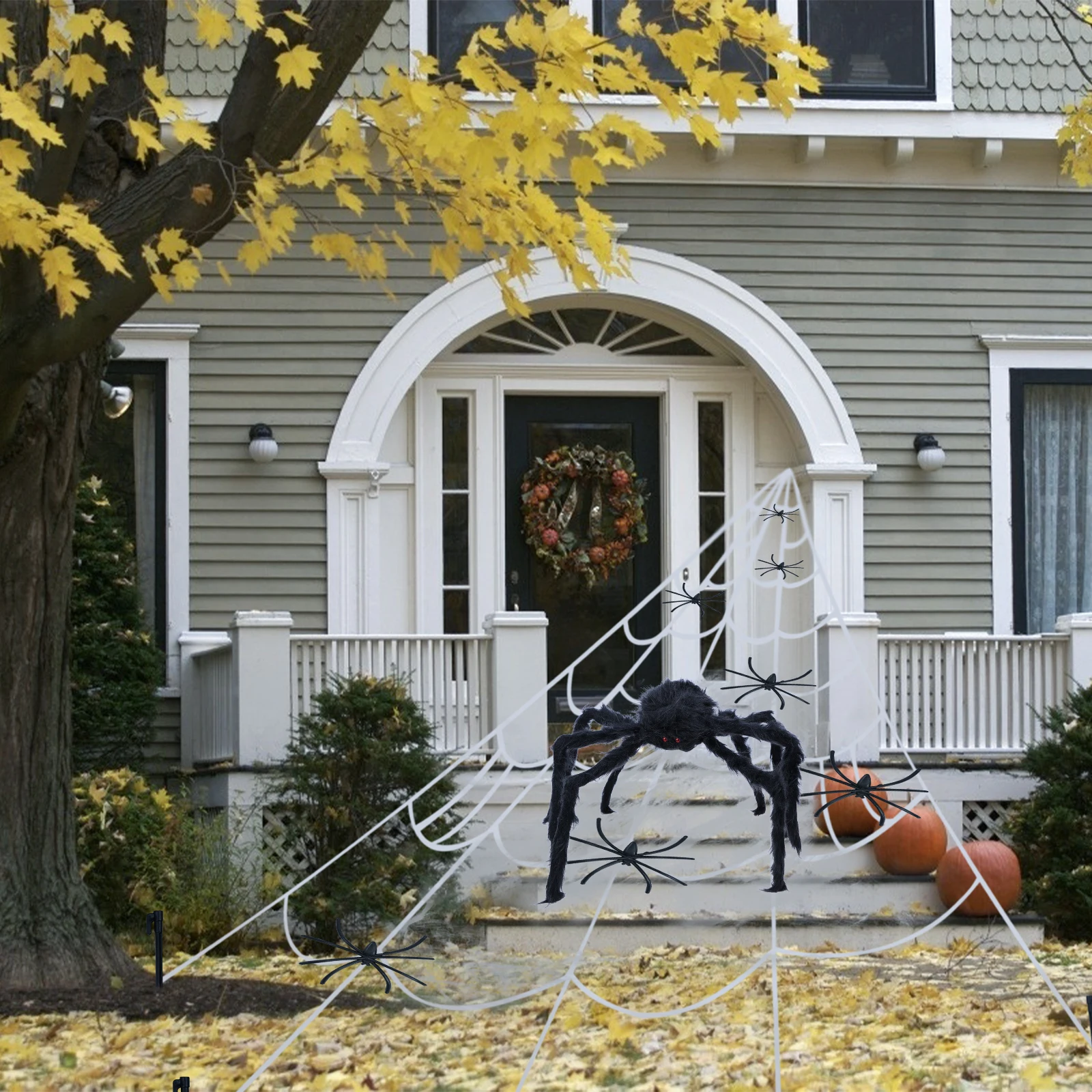 

Украшение для Хэллоуина в виде черного паука, украшение для дома с привидениями, гигантский декор для помещений и улицы