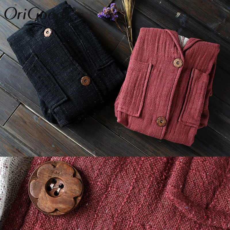 

OriGoods Black Long Trench Coat Women Cotton Spring Autumn Long Coat Loose Original V-neck Long Coats For Women A134A134