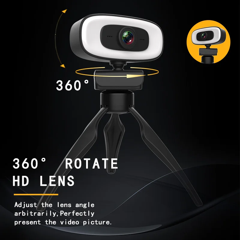 4K Webcam PC Laptops Portable 2K 1080P Live Streaming Flexible Full HD Web Camera For Computer With Microphone Light | Компьютеры и