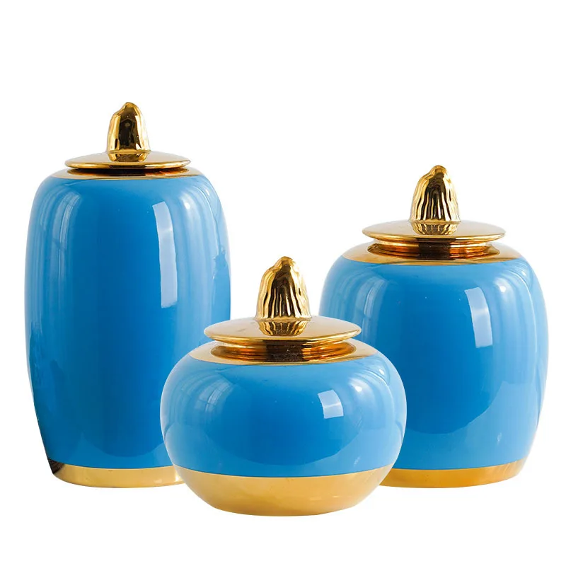 

Ceramics Vase Modern Flower Arrangement Multifunctional Quality Porcelain Tabletop Vases Storage Tank with Cover Home Decoration