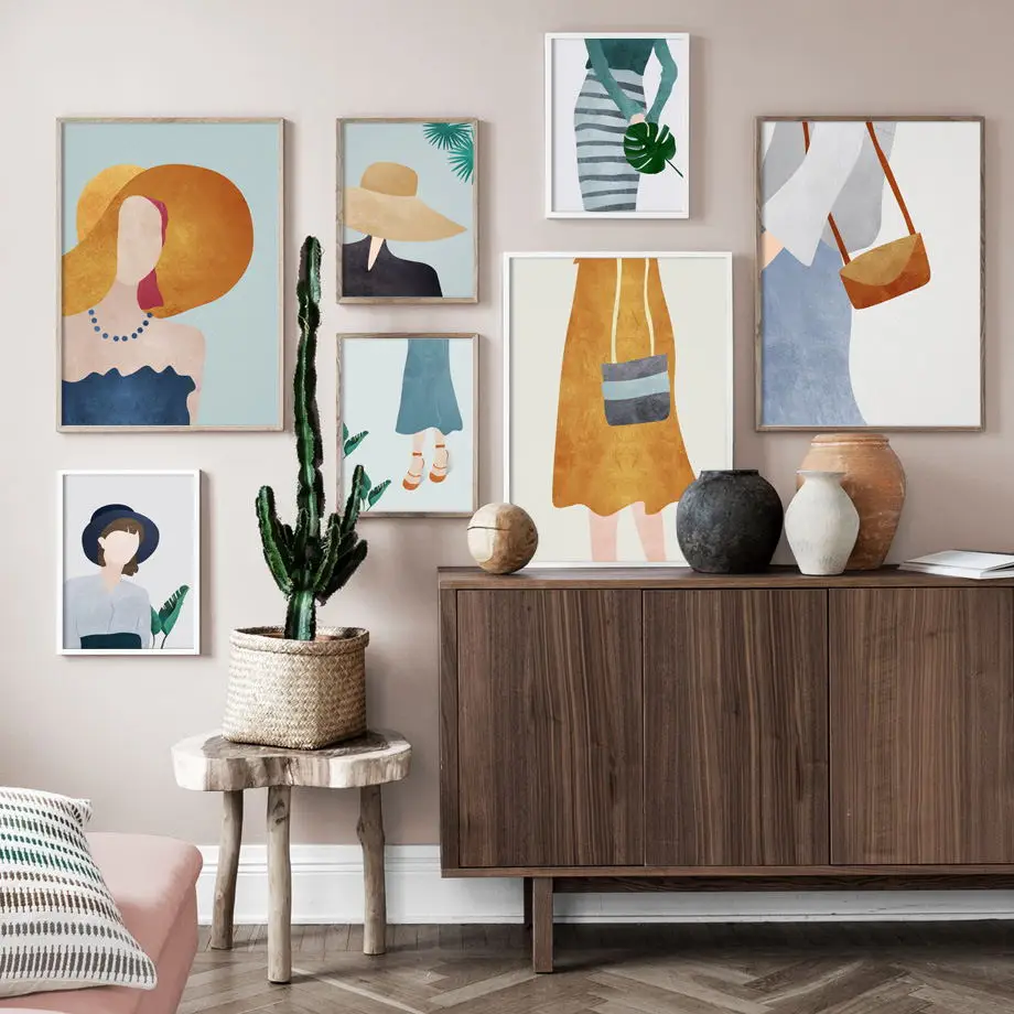Абстрактный Модный рисунок для девочек Картина на холсте скандинавские плакаты