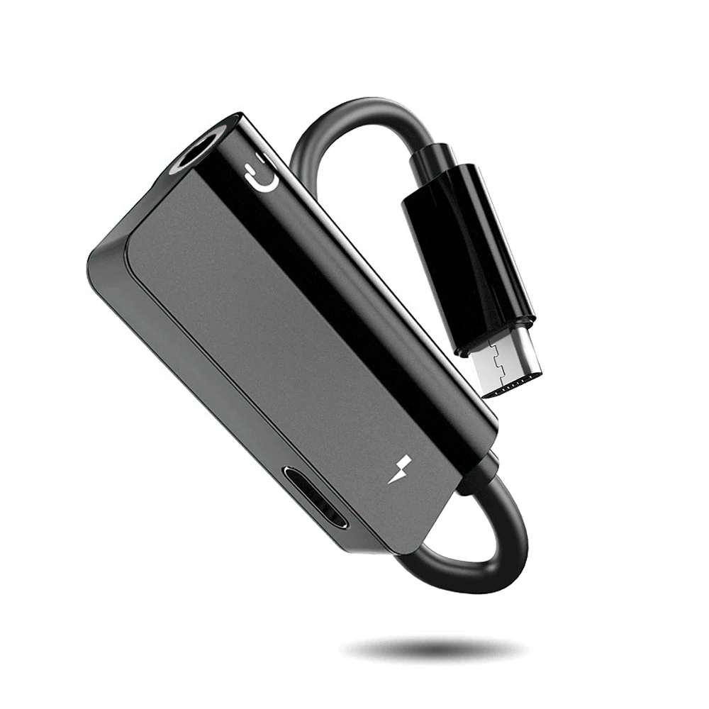 2 в 1 USB C адаптер для наушников типа C+ 3,5 мм разъем аудио USB C кабель адаптер конвертер Android телефон для huawei P20(N0820 - Цвет: Черный