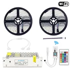 Светодиодная лента RGBW, 10 м, Wi-Fi, водонепроницаемая Диодная лента 5050 RGB, лента с Wi-Fi управлением, музыкальным управлением, управлением телефоном для вечеринки, праздничного освещения