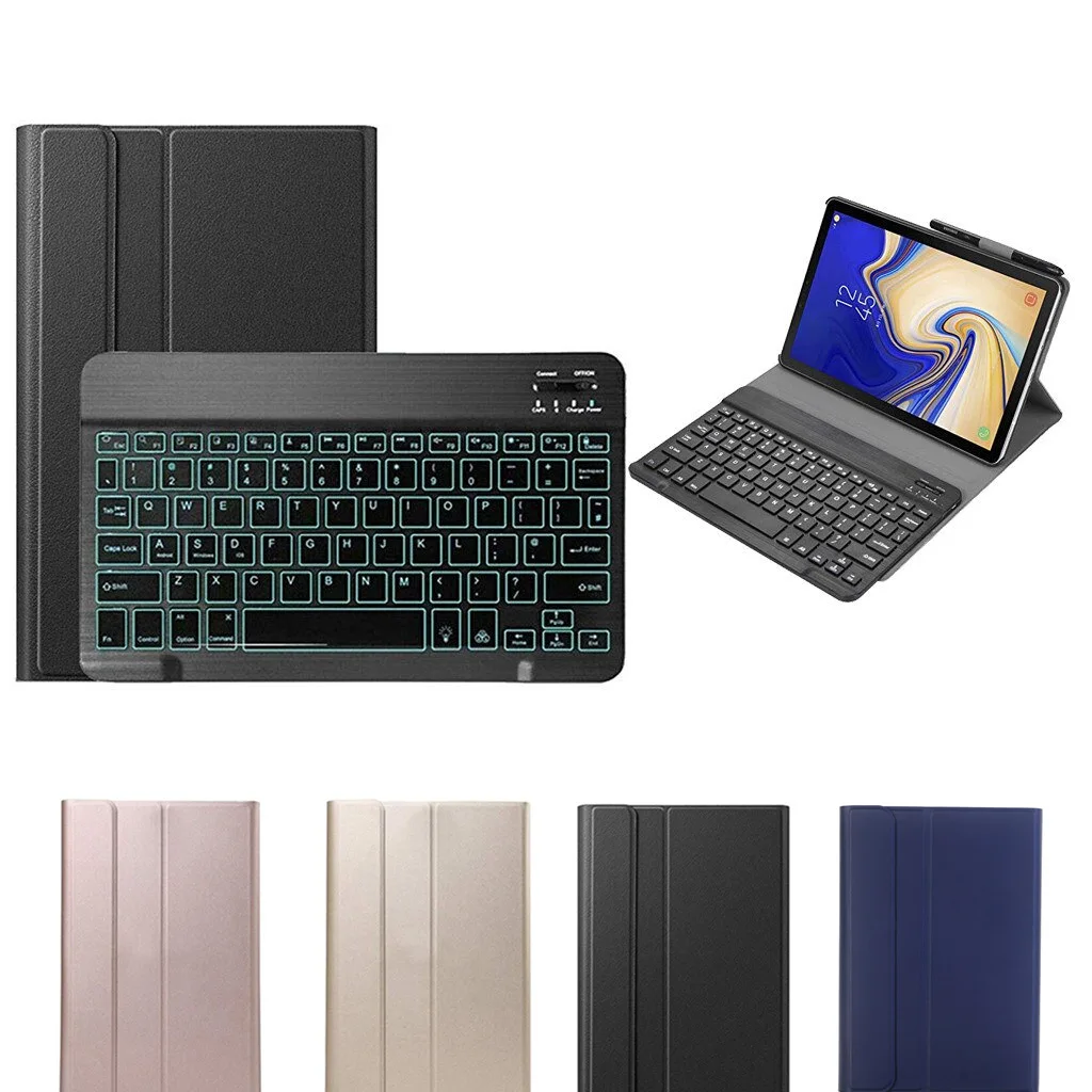 

Чехол с клавиатурой для Samsung Galaxy Tab A7 T500 10,4 2020 S6 Lite A6, защитный чехол со съемной беспроводной 7-цветной подсветкой