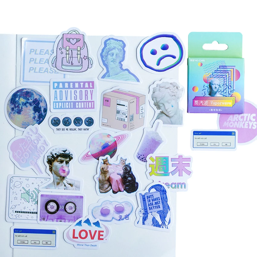 20packs/lot Indian Vaporwave Adhesive Paper Sticker DIY Decoration Scrapbook Sticky Diary Label Stationery Wholesale | Канцтовары для