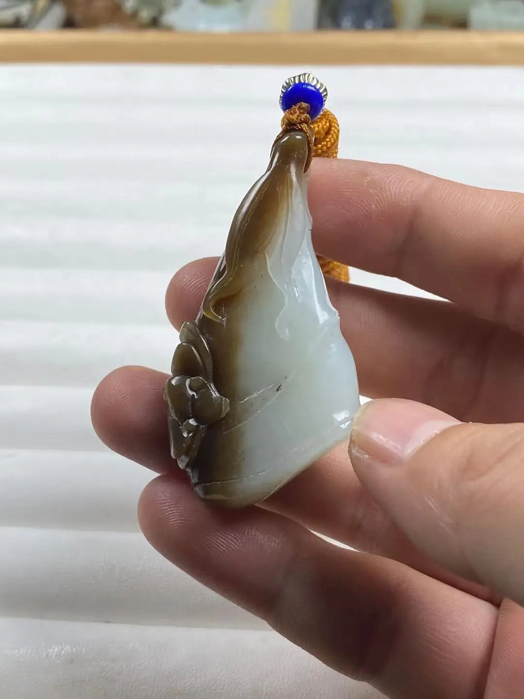 

Нефритовое ожерелье из натурального подвеска уникального дизайна нефрита, 7 а