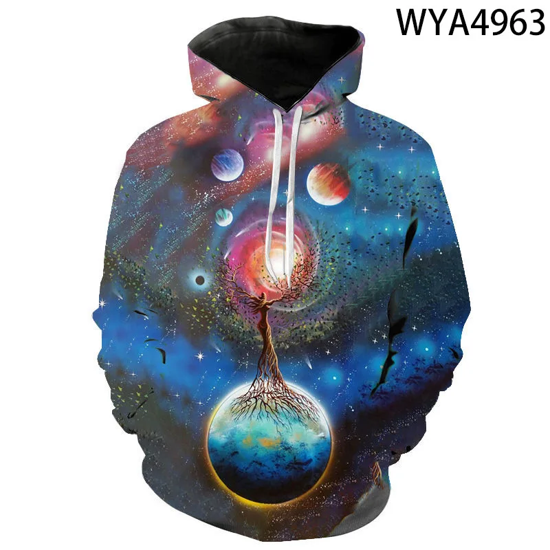 Красочный Мужской пуловер с цифровым 3D принтом Космос звездное небо длинными рукавами модная повседневная