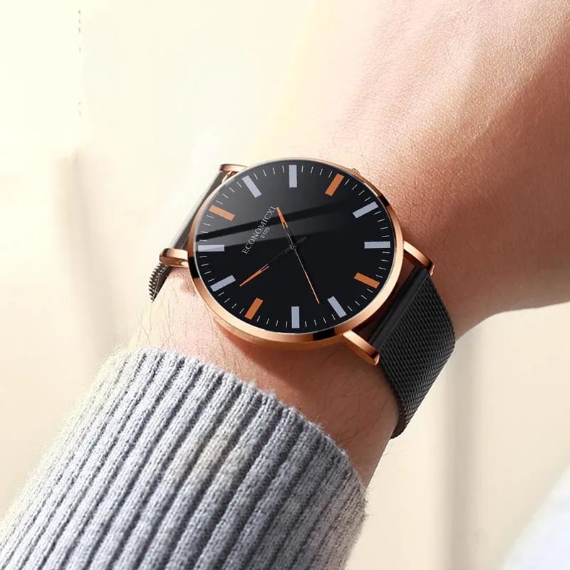Красочные повседневные мужские часы минималистичные сетки Простые Модные