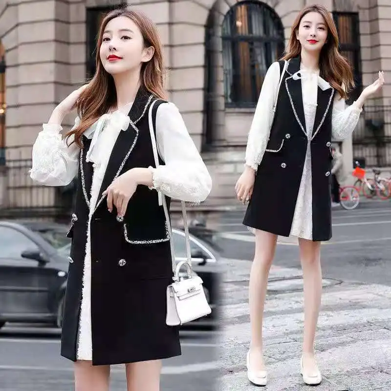 

Women Fashion Solid Color Single Button Vests Female Vintage Suit Collar Sleeveless Outerwear Veste Femme Ladies Waistcoat Q178