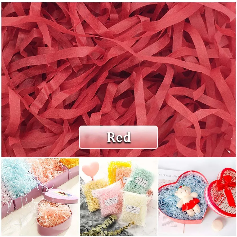 

1KG Coloured Shredded Kraft Paper Raffia Hamper Filling Gift Box Packaging Tissue Fill DIY Raffia Candy Gift Box Decoration