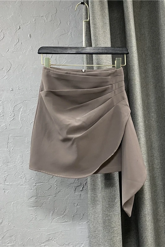 

2021 Summer Korean Women's Slim A Line Skirt for Women Pleated Asymmetric Suit Skirt Fashion Female High Waist Casual Skirt