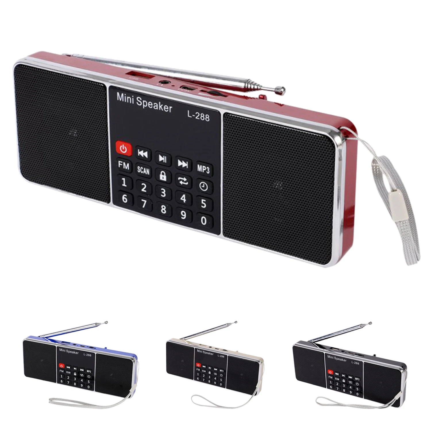 Портативный Перезаряжаемый стерео-L-288 FM-радио с ЖК-дисплеем поддержкой TF-карты