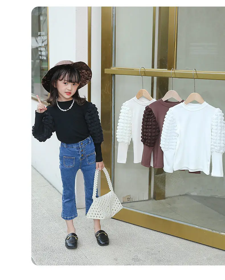 Girls Bottoming Shirt New Style Little Girl Outer Wear Fashion T-shirt Girl Baby Long-sleeved Top Tees Autumn Kids Clothes