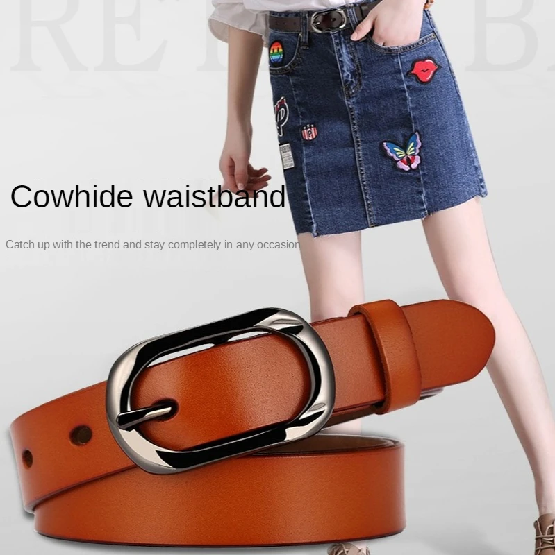 

New Women Genuine Leather Belt for Female Strap Casual All-match Ladies Adjustable Belts Designer Aesthetic Leisure High Quality
