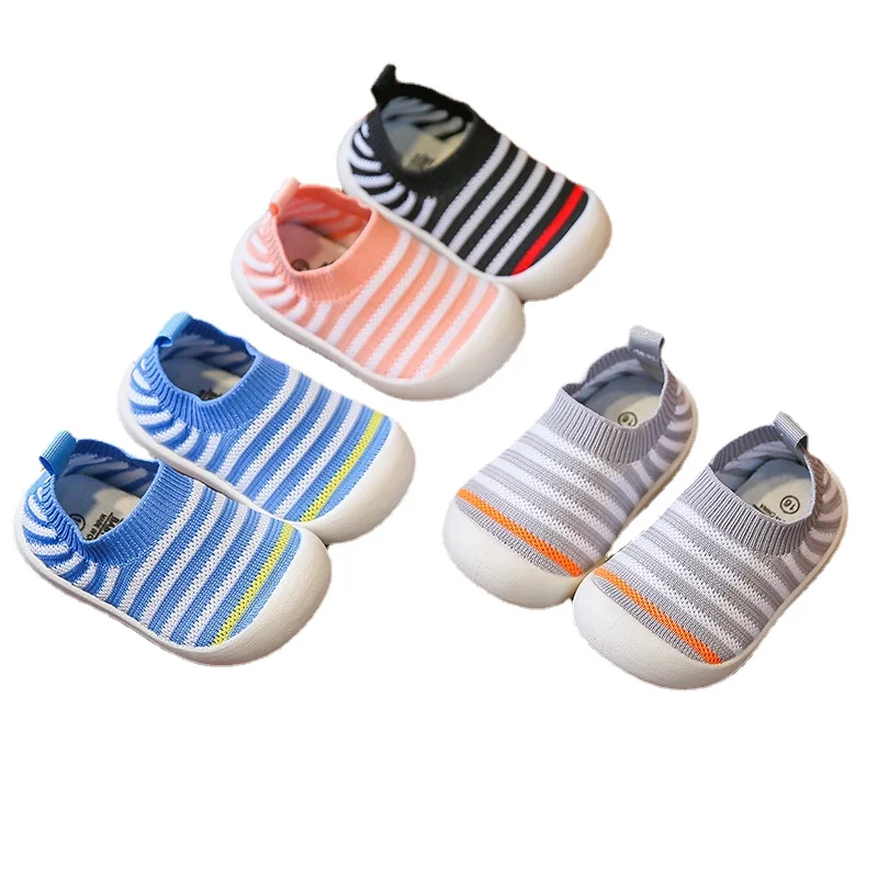 

Осенняя обувь для маленьких девочек, модные полосатые повседневные кроссовки с мягкой подошвой для мальчиков, детская обувь для малышей, ло...