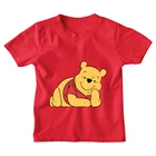 Детские топы с Винни-пухом, модная цветная футболка в стиле Харадзюку, удобная и простая детская футболка, брендовая летняя одежда Disney