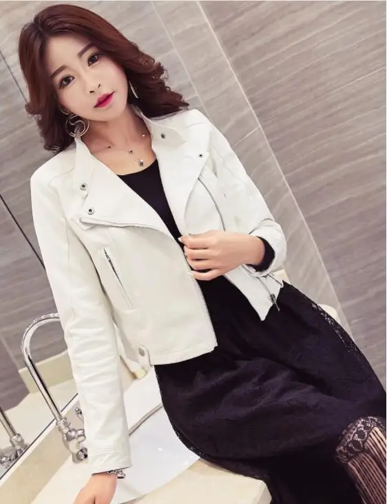 

Women's PU Jacket 2019 Spring and Autumn New Large Size Leather Short Leather Jacket High Waist Motorcycle Women's Jacket