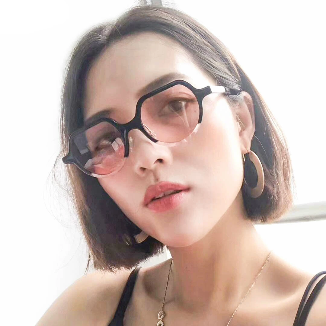 

Fashion Retro Brand Designer Round Circle Glasses Cat Eye Women's Sunglasses Vintage Eyewear Goggles Oculos De Sol Feminino