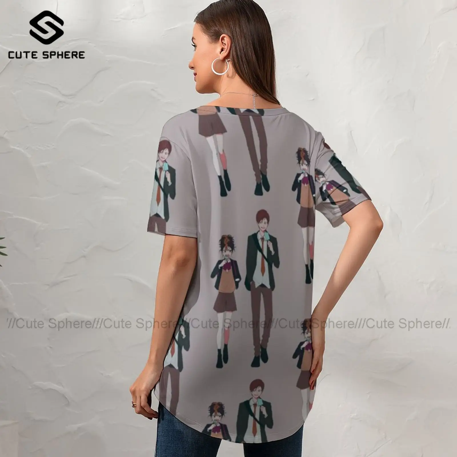 

Haikyuu T Shirt Kawaii Woman Street Fashion T-Shirt Short Sleeve Graphic V Neck Tee Shirt Oversized