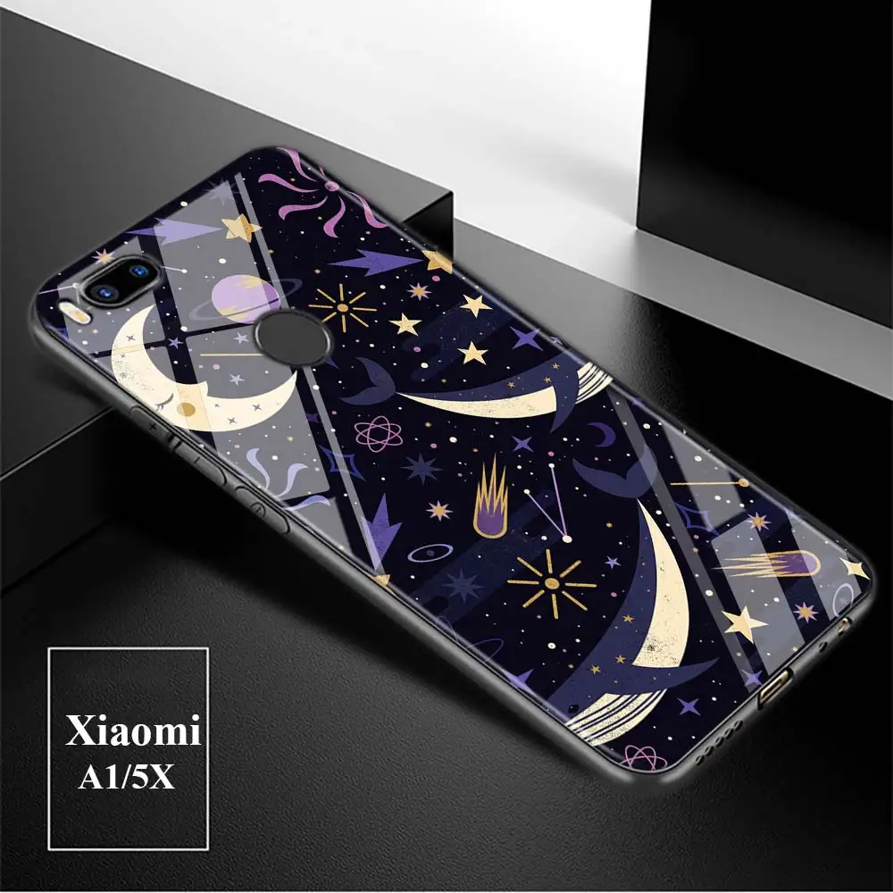 Black Cover Space Planet Stars for Xiaomi Mi A1 A2 5X 6X 6 8 9 9SE CC9 F1 9T 9TPro Play Super Bright Glossy Phone Case | Мобильные