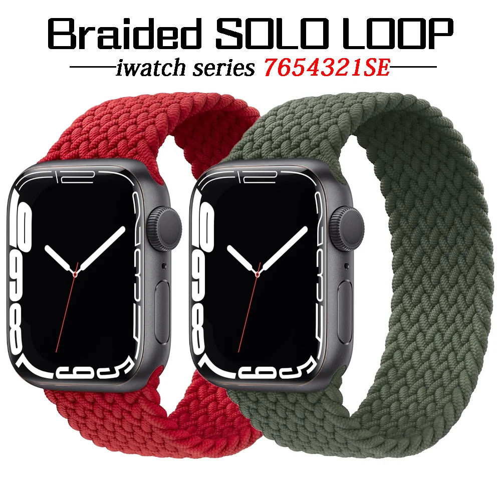 

Nylon strap For Apple watch band 44mm 40mm 38mm 42mm Braided Solo Loop pulseira correa bracelet iWatch 6 3 4 5 SE 7 45mm 41mm