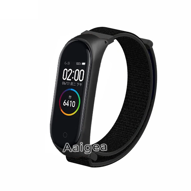 Модный тканый нейлоновый ремешок для часов петля для браслета Xiaomi mi 3 4 mi Band 4 3 сменный ремешок на запястье для браслета mi Band 4 - Цвет: Full black